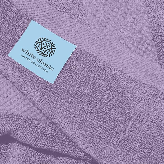 White Classic Luxury Lavender Hand Towels - Soft 100% Turkish Cotton | Highly Absorbent Hotel spa Bathroom Towel Collection | 16x30 Inch | Set of 6