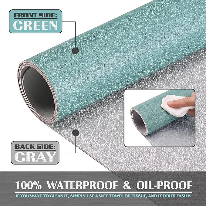 K KNODEL Large Office Leather Desk Mat, Mouse and Keyboard Pad, Computer and Laptop Mat, Desktop Protector and Cover, Writing Pad and Blotter (31.5"x15.7", Green)