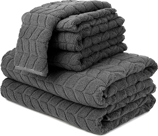 Ultra Soft & Stylish 700 GSM Luxury Bath Towels - 100% Zero-Twist, Long-Staple Cotton - Remarkably Absorbent & Quick Drying - 6 Piece Towel Set (Granite Grey)