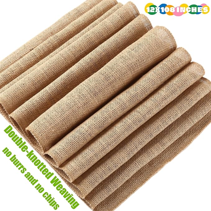 Burlap Table Runners - Natural and Eco-Friendly Versatile Premium Jute Fabric Rolls -12x108Inches(1 Roll) Decor for Weddings,Partie,Events and Home-Rustic Style Tablecloth-DIY Crafts