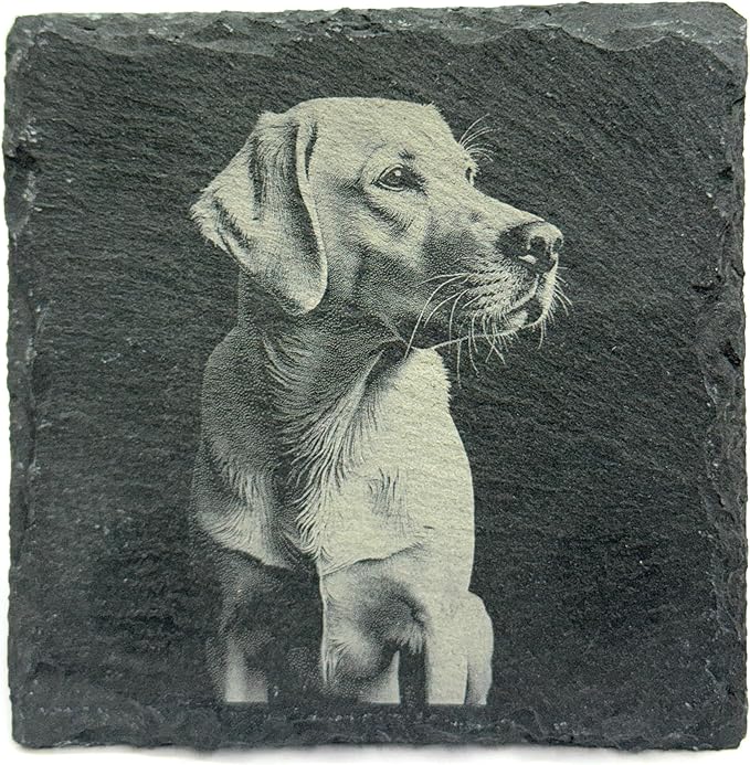 Labrador Retriever Laser Engraved Slate Drink Coaster Set of 4