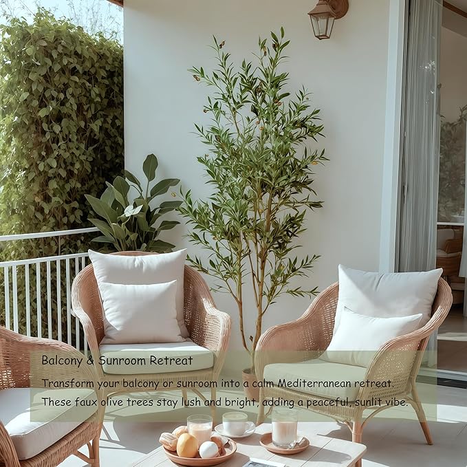 5ft Real-Touch Olive Tree 2-Pack with 1390 Leaves & 86 Olives, Artificial Olive Plant in Pot, Faux Olive Tree for Indoor Decor, Office, Mediterranean Home Decoration