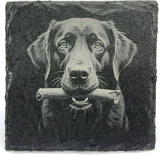 Labrador Retriever Laser Engraved Slate Drink Coaster Set of 4