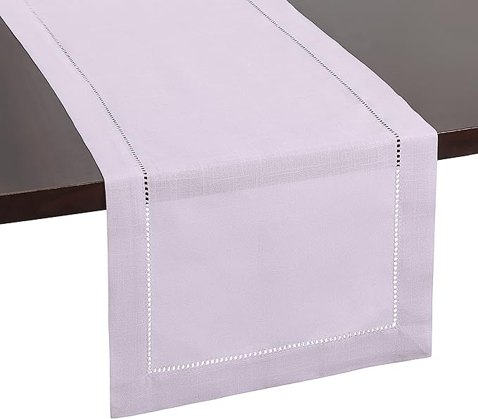 Lavender Table Runner – Elegant Hemstitch Purple Runner for Dining, Weddings, and Home Decor – Light Purple, Lilac, Pastel Runners for Tables (14 x 54 Inches Long)