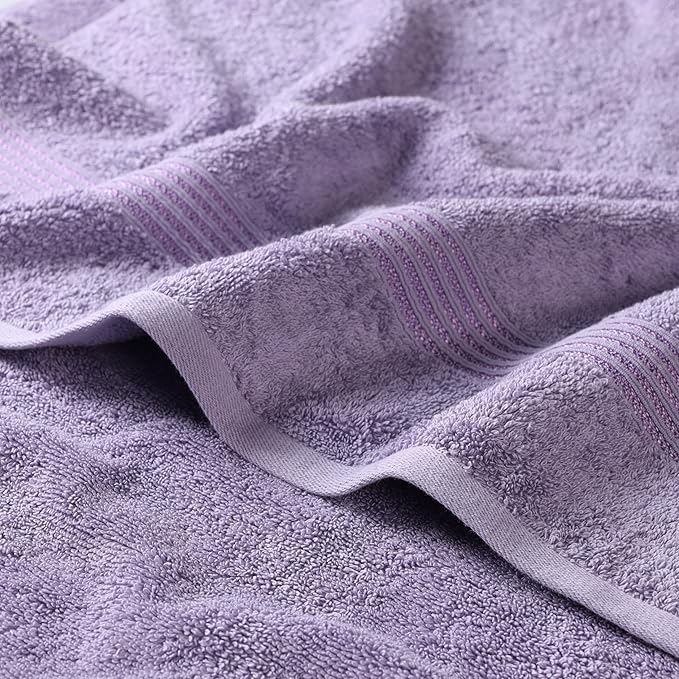 Superior Egyptian Cotton 3-Piece Towel Set, Basic Towels For Bathroom, Home Decor, Guest Bath, Shower, Apartment, Included 1 Face, 1 Hand, 1 Bath Towel, Washcloth, Quick Dry, Royal Purple