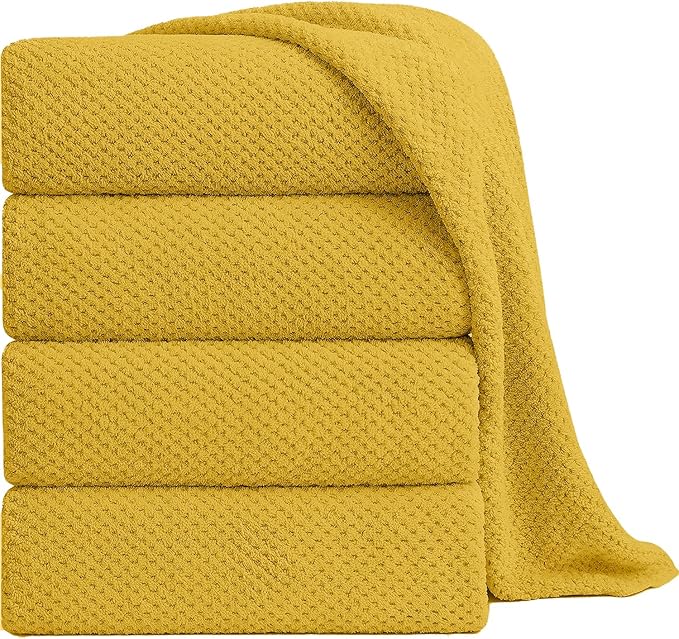 Extra Large Bath Towel Sheet Set 35x70 Inches - Oversized Bath Towels Set,Jumbo Large Microfiber - Quick Dry,Super Soft,Highly Absorbent Towel Set for Bathroom,Hotel,SPA,Pack of 4(Sweet Yellow)
