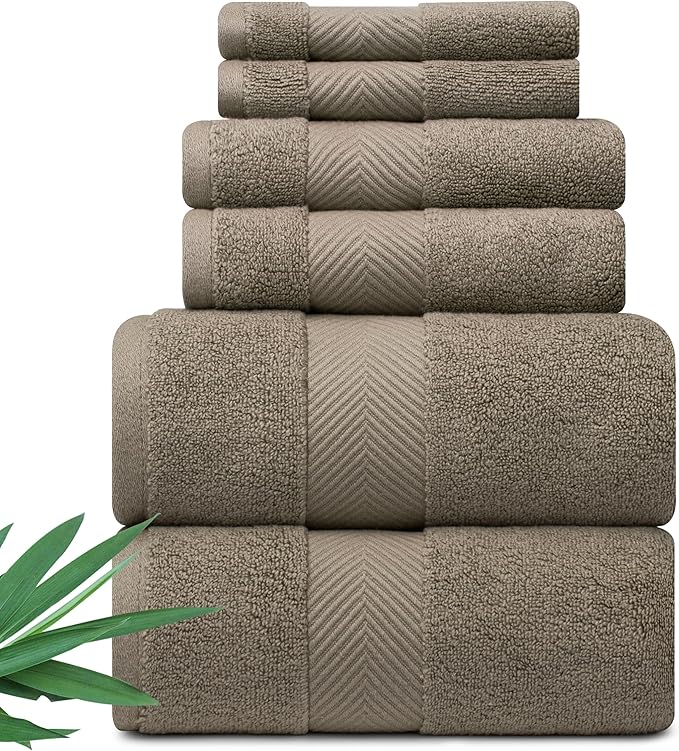 Ultra Soft & Plush Viscose from Bamboo Bath Towels - 700 GSM Luxury Bath Towels - 6 Piece Set - Super Absorbent & Quick Drying (Taupe)