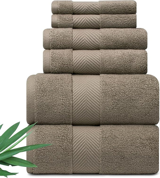 Ultra Soft & Plush Viscose from Bamboo Bath Towels - 700 GSM Luxury Bath Towels - 6 Piece Set - Super Absorbent & Quick Drying (Taupe)
