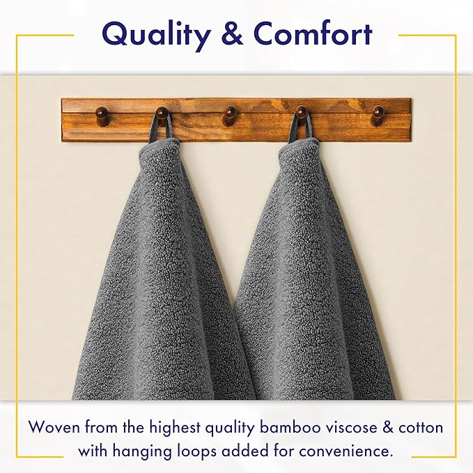 Ultra Soft & Plush Viscose from Bamboo Bath Towels - 700 GSM Luxury Bath Towels - 6 Piece Set - Super Absorbent & Quick Drying (Granite Grey)