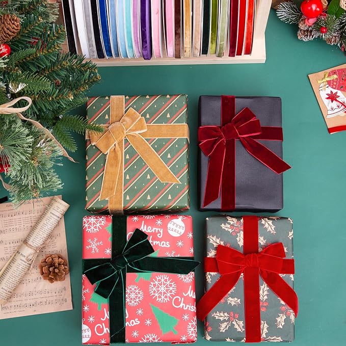 Vintage Red Velvet Ribbon, 1 Inch X 25Yd