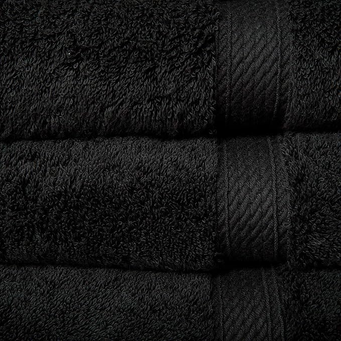 BLUENILEMILLS Premium Towel Collection, Egyptian Cotton Towels for Shower and Bathroom Assorted 6-Piece Towel Set, 30" x 55", 20" x 30", 13" x 13", Black by Blue Nile Mills