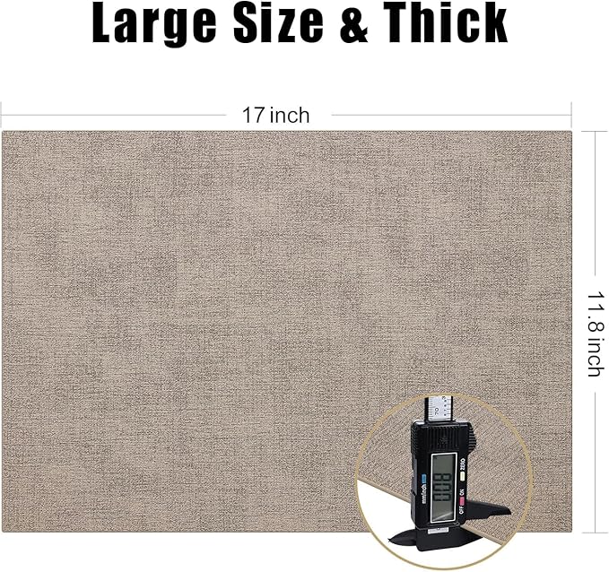 Homaxy Faux Leather Heat Resistant Placemats for Dining Table Set of 12, Waterproof Wipeable Washable PU Table Mats, Easy to Clean Anti-Slip Place Mats, 11.8" x 17", Light Brown