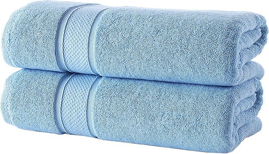 NOVA Luxury Linen - Hotel Quality Turkish Towel Set for Bathroom (2 Pcs Bath Towel Set, Sky Blue)