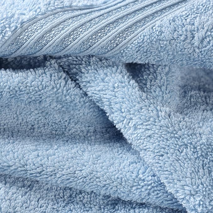 Superior Egyptian Cotton 6-Piece Towel Set, Bathroom Essentials, Towels For Bathroom, Apartment, Airbnb, Guest Bath, Face, Hand, Bath Towels, Washcloths, Absorbent, Fast Drying, Light Blue