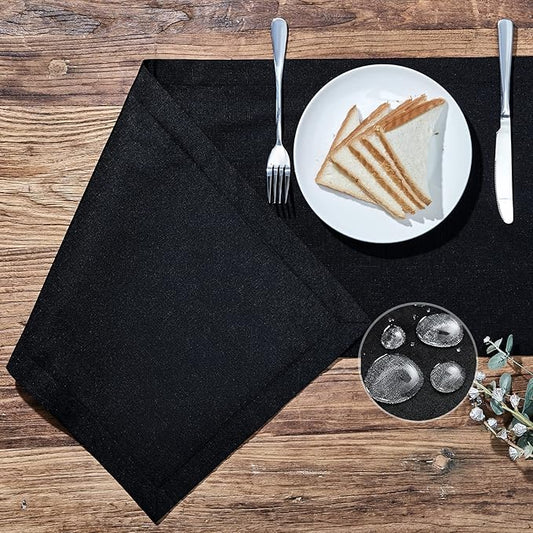 Mebakuk Linen Farmhouse Table Runner Large Burlap Style Soft and Waterproof Decorative Fabric Runner for Outdoor Wedding and Dinner (14 x 120 Inch, Black)