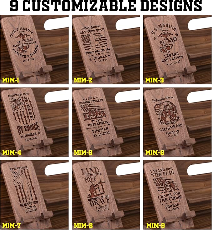 Phone Docking Station for Military Marineman - Handmade Unique Nightstand Organizer Present for Soldiers Veteran - Personalized Gift Ideas for Dad, Husband on Veteran's Day, Military Appreciation