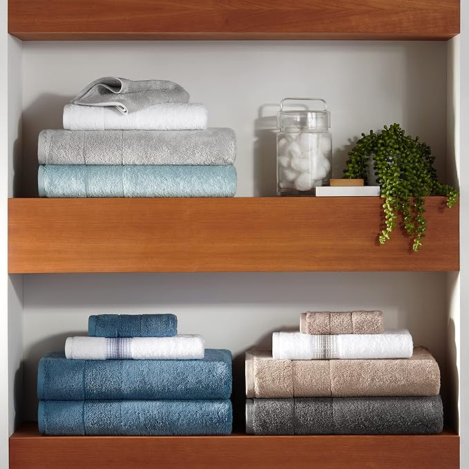 Aston & Arden Aegean Terry Bath Towels - Set of 2 - Ringspun Turkish Cotton Thick and Soft Absorbent Luxury Hotel and Spa Bathroom Towel, 600 GSM, 30 x 60 in, White