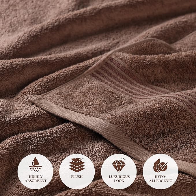 Superior Egyptian Cotton 6-Piece Towel Set, Bathroom Essentials, Towels For Bathroom, Apartment, Airbnb, Guest Bath, Face, Hand, Bath Towels, Washcloths, Absorbent, Fast Drying, Mocha