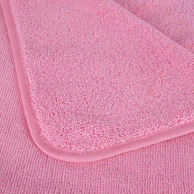POLYTE Microfiber Quick Dry Lint Free Bath Towel, 57 x 30 in, Pack of 4 (Pink)
