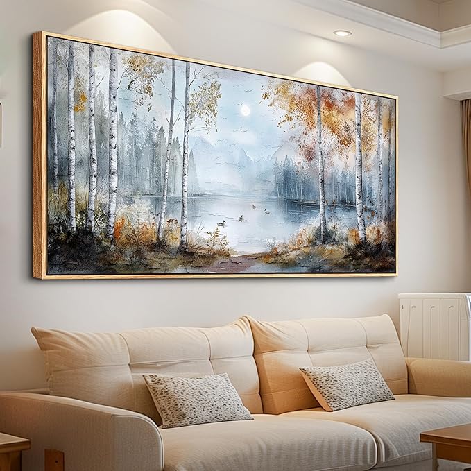 QIYILEXWART Canvas Wall Art For Living Room Large Wall Decor For Office Bedroom Decorations Birch Forest Landscape Pictures Farmhouse Painting Artwork Room Wall Mural Aesthetic Home Decor 30x60 In