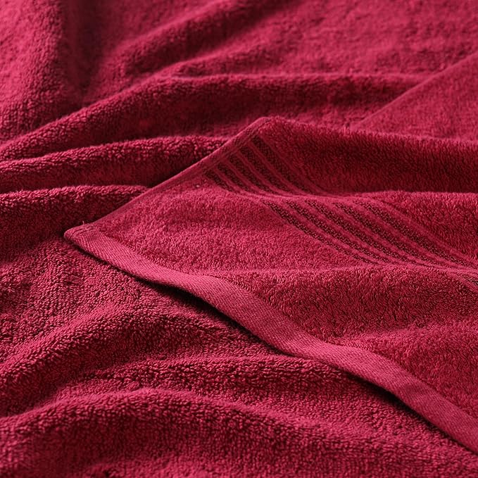 Superior Egyptian Cotton 3-Piece Towel Set, Basic Towels For Bathroom, Home Decor, Guest Bath, Shower, Apartment, Included 1 Face, 1 Hand, 1 Bath Towel, Washcloth, Quick Dry, Burgundy