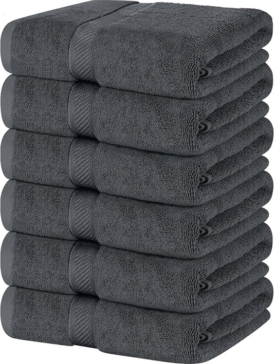 Utopia Towels 6 Pack Bath Towel Set (27 x 54 Inches), 500 GSM 100% Ring Spun Cotton Medium Lightweight and Highly Absorbent Quick Drying, Premium Towels for Hotel, Spa and Bathroom (Grey)