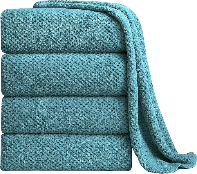 Extra Large Bath Towel Sheet Set 35x70 Inches - Oversized Bath Towels Set, Large Microfiber - Quick Dry,Lightweight,Super Soft,Highly Absorbent Towel Set for Bathroom,Hotel,SPA,Pack of 4(Turquoise)