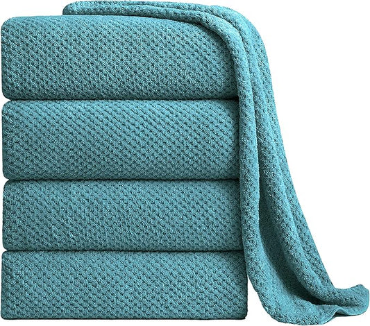 Extra Large Bath Towel Sheet Set 35x70 Inches - Oversized Bath Towels Set, Large Microfiber - Quick Dry,Lightweight,Super Soft,Highly Absorbent Towel Set for Bathroom,Hotel,SPA,Pack of 4(Turquoise)