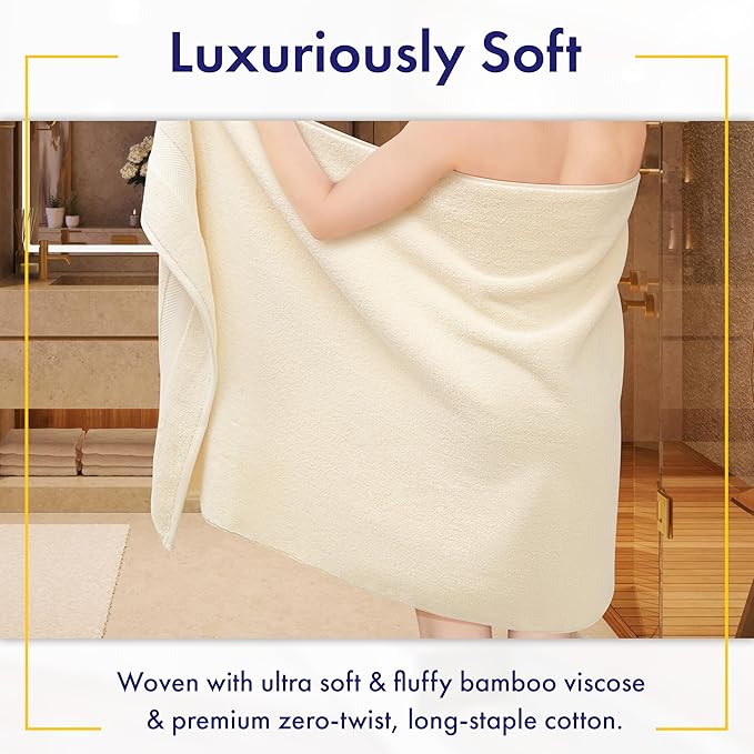 Ultra Soft & Plush Viscose from Bamboo Bath Towels - 700 GSM Luxury Bath Towels - 6 Piece Set - Super Absorbent & Quick Drying (Papyrus)