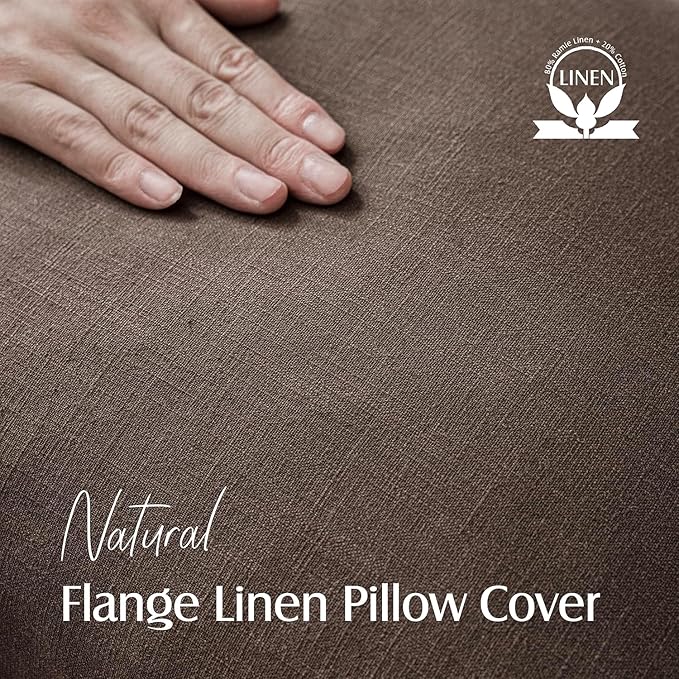 Foindtower Pack of 2, Decorative Linen Soild Throw Pillow Covers Soft Accent Cushion Case Boho Farmhouse Neutral Pillowcase for Couch Sofa Bedroom Living Room Home Decor 16 x 16 Inch Reddish Brown