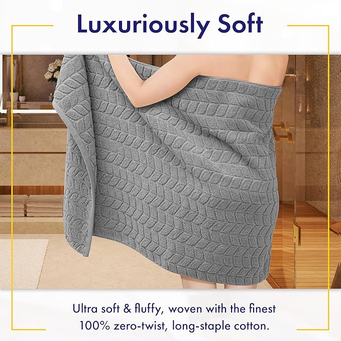 Ultra Soft & Stylish 700 GSM Luxury Bath Towels - 100% Zero-Twist, Long-Staple Cotton - Remarkably Absorbent & Quick Drying - 6 Piece Towel Set (Pewter Grey)