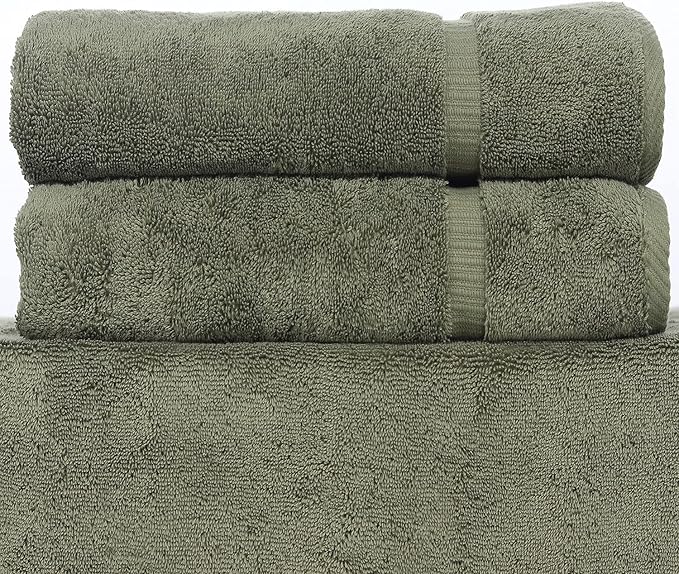 Luxury Hotel & Spa Quality Collection Highly Absorbent, Quick Dry 100% Turkish Cotton 700 GSM, Eco Friendly Towel, for Bathroom, Gym and Kitchen Soft Towel Set (Moss, Bath Towels - Set of 2)