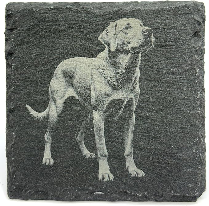 Labrador Retriever Laser Engraved Slate Drink Coaster Set of 4