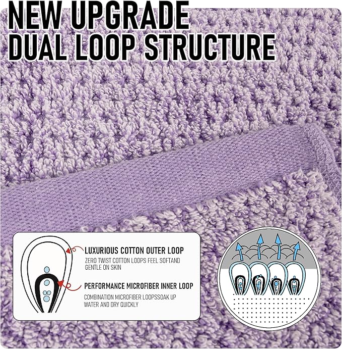 Everplush Diamond Jacquard 6 Pieces Bath Towel Set, Luxury Super Soft Oversized Towels, Highly Absorbent Diamond Jacquard Quick Dry Bath Towel for Lavender Towels Bathroom Sets