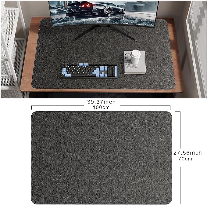 CENNBIE 39.4" x 27.5" Black Leather Desk Mat, Non-Slip Waterproof Extra Wide Desk Pad Protector,Computer Mouse Pad for Office Home