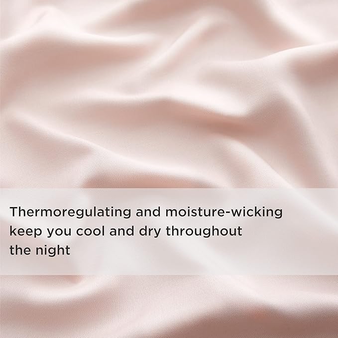 Bedsure Cooling Sheets Twin, Rayon Derived from Bamboo, Breathable & Soft Twin Sheets Set, Deep Pocket Up to 16 Inches, Hotel Luxury Silky Bedding for Hot Sleepers, Pink