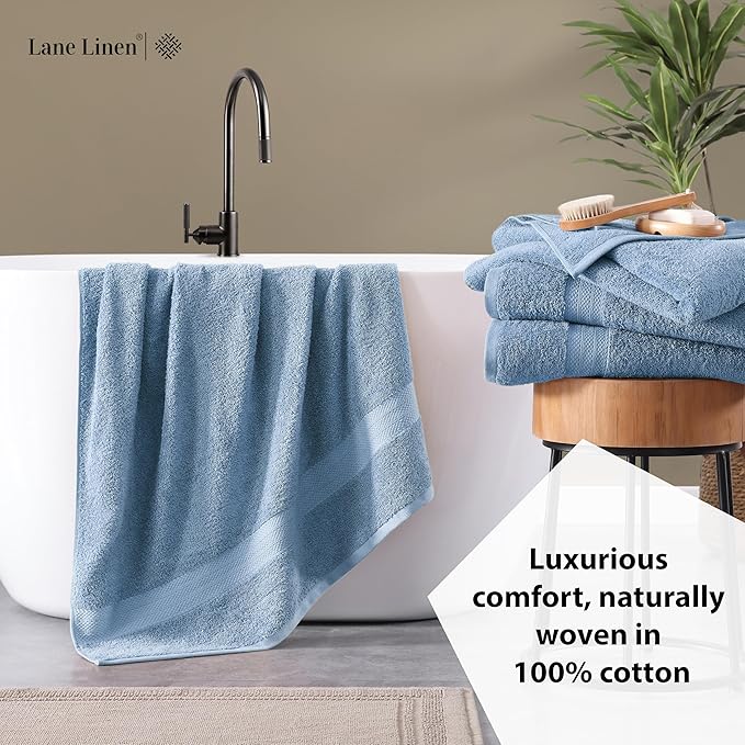 LANE LINEN 100% Cotton 2 Pack Bath Sheets (35"x66") - Ring Spun Cotton Extra Large Bathroom Towels - Quick Dry, Soft & Absorbent Oversized Bath Towels - Machine Wash in Cold Water - Cerulean Blue
