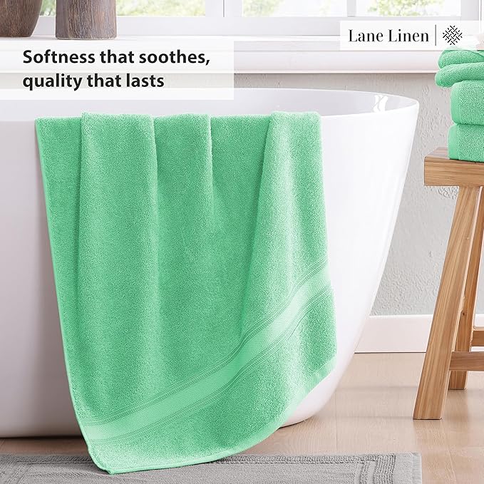 LANE LINEN Luxury Bath Towels Set - 3 Piece Set, 100% Cotton Bathroom Towels, Zero Twist, Quick Shower Towels, Absorbent Bath Towel, Super Soft, 1 Bath Towel, 1 Hand Towel, 1 Wash Cloths - Aqua Sky