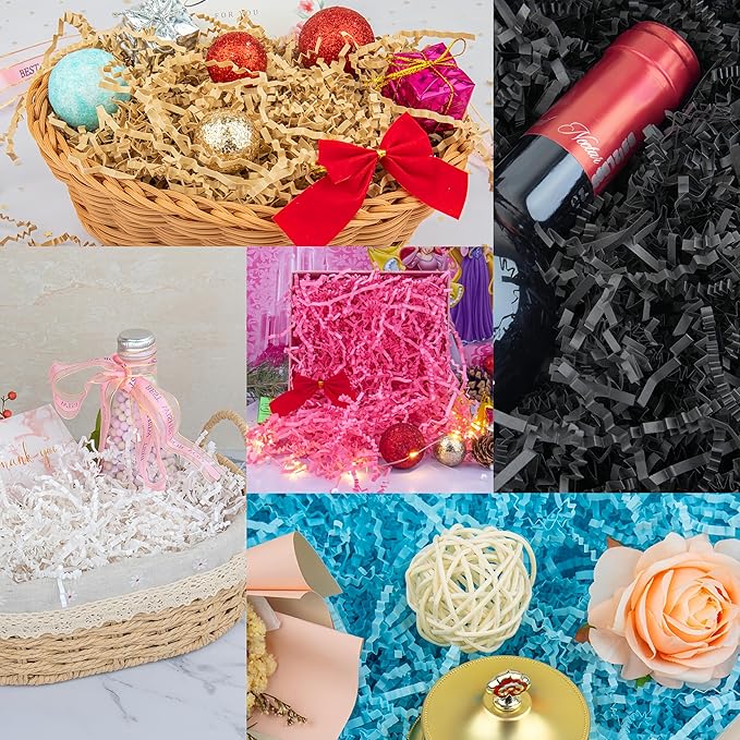 Caleihd Crinkle Cut Paper Shred Packing Grass Cushion Paper Streamer for Christmas Wedding Birthday Bridesmaid Engagement Craft Gift Boxes Bags Basket Filler Decoration 4.5oz Blue