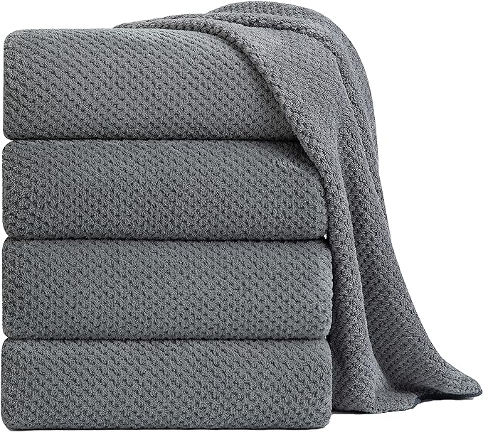 Extra Large Bath Towel Sheet Set 35x70 Inches - Oversized Highly Absorbent Towels Set,Jumbo Microfiber - Quick Dry, Lightweight,Super Soft for Bathroom,Hotel,SPA,Pack of 4 (Gray)