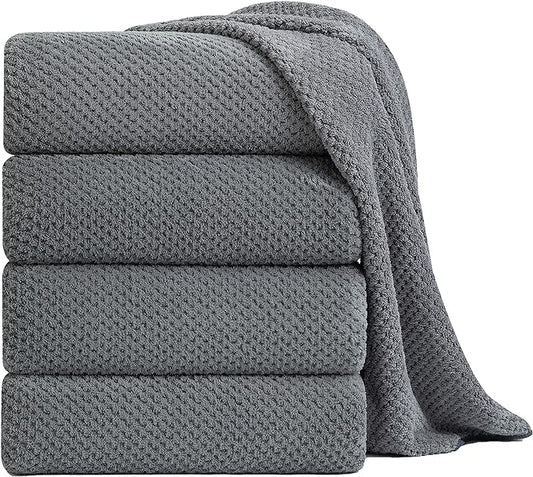 Extra Large Bath Towel Sheet Set 35x70 Inches - Oversized Highly Absorbent Towels Set,Jumbo Microfiber - Quick Dry, Lightweight,Super Soft for Bathroom,Hotel,SPA,Pack of 4 (Gray)