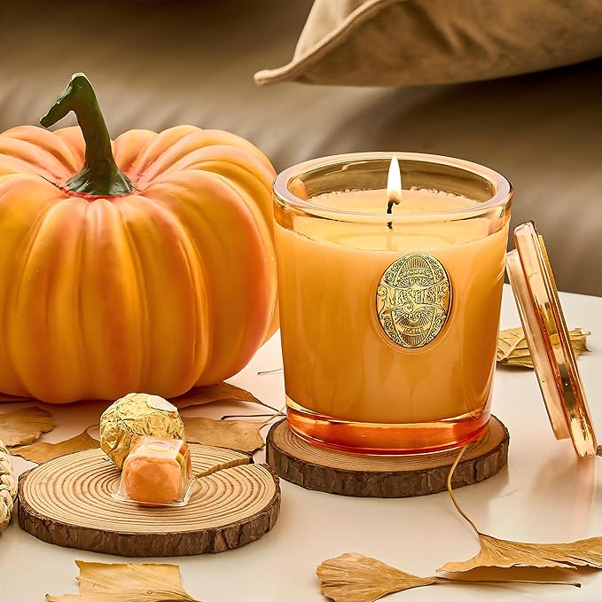 M&SENSE Natural Soy Candle | Pumpkin Apple Pie & Orange | 9.2 oz, 50H Burn Time | Luxury Scented Candle for Relaxation, Gifting, Home Décor | Ideal for Bedroom, Office, Party Ambiance
