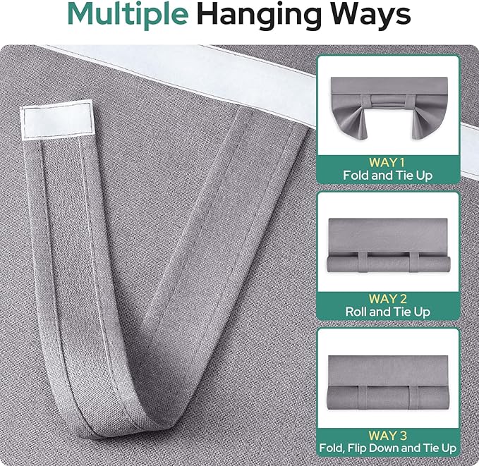 HOMEIDEAS 100% Linen Blackout French Door Curtains, Privacy Small Door Window Curtains, 26 X 20 Inch Shades for Front Window, Thermal Insulated Covering, 1 Panel, Light Gray