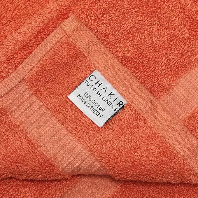 Chakir Turkish Linens 100% Cotton Premium Turkish Towels for Bathroom | 27'' x 54'' (4-Piece Bath Towels - Coral)