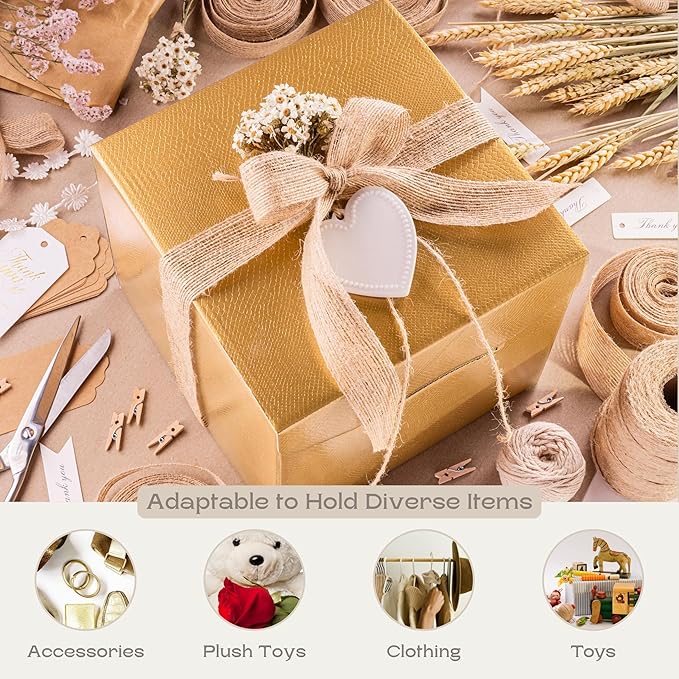 Set of 10 Gift Boxes (7.87 x 7.87 x 7.08 inch) - Ideal for Presents, Bridesmaid Proposal and Graduation - Gold