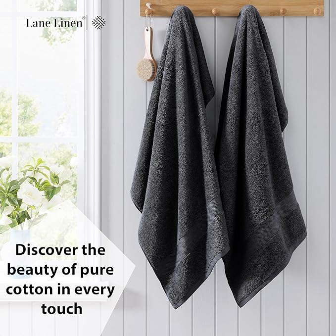 LANE LINEN 100% Cotton Bath Sheets Set of 2 (35"x66") - Ring Spun Cotton Extra Large Bath Towels Sets - Quick Dry, Soft & Absorbent Oversized Towel Sets- Pre Shrunk, Fade Resistant - Black Towels