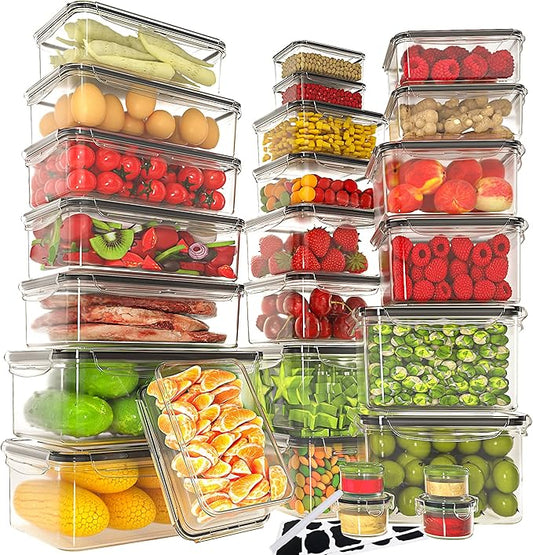 52 PCS Large Food Storage Containers with Lids Airtight, BPA-Free Leakproof Plastic Meal Prep Containers Reusable,Microwave & Dishwasher & Freezer Safe,Includes Labels & Pen