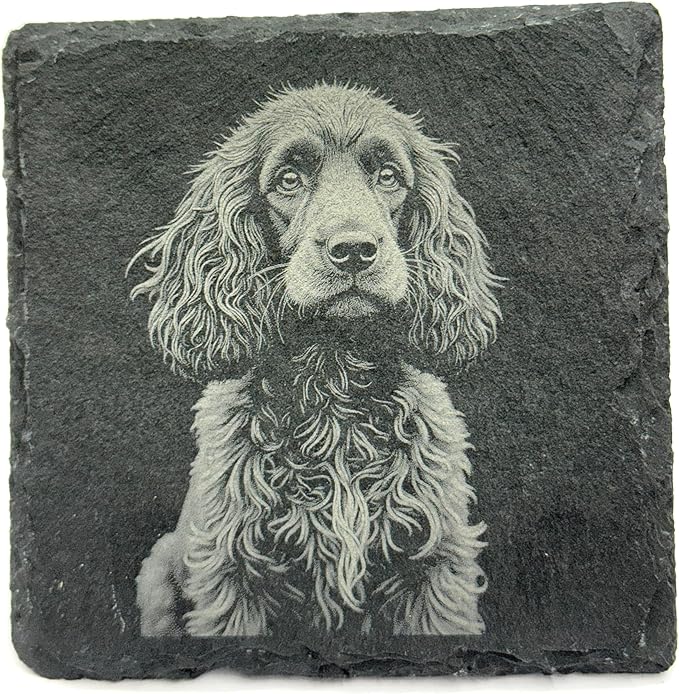 Cocker Spaniel Laser Engraved Slate Coaster Set of 4