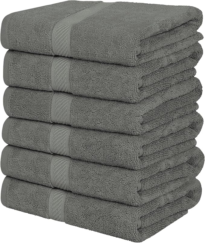 Utopia Towels 6 Pack Bath Towel Set (24 x 48 Inches), 500 GSM 100% Ring Spun Cotton Medium Lightweight and Highly Absorbent Quick Drying, Premium Towels for Hotel, Spa and Bathroom