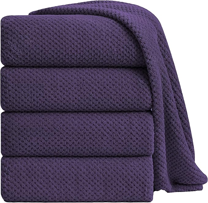 Extra Large Bath Towel Sheet Set 35x70 Inches - Oversized Bath Towels Set,Large Microfiber - Quick Dry,Lightweight,Super Soft,Highly Absorbent Towel Set for Bathroom,Pack of 4(Russian Violet)